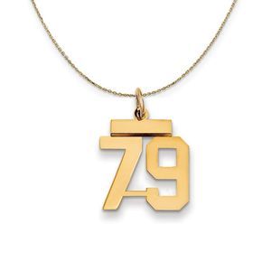 14k Yellow Gold, Athletic, Sm Polished Number 79 Necklace - 22 Inch